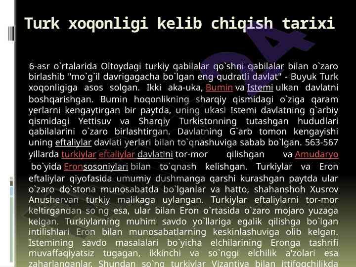 Turk xoqonligi tarixida eftaliylar bilan munosabatlar