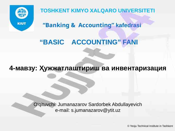 Basic accounting hujjatlash va inventarizatsiya