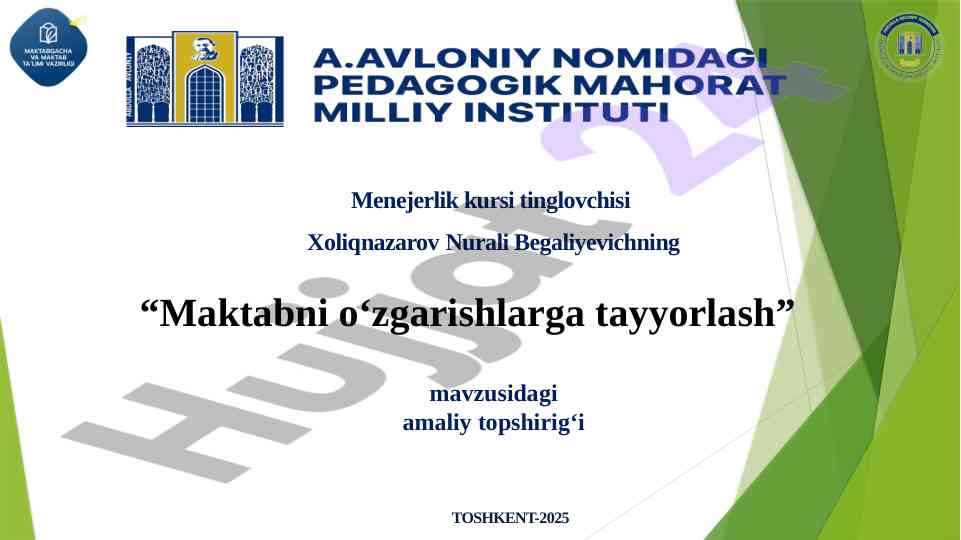 Maktabni o‘zgarishlarga tayyorlash mavzusi