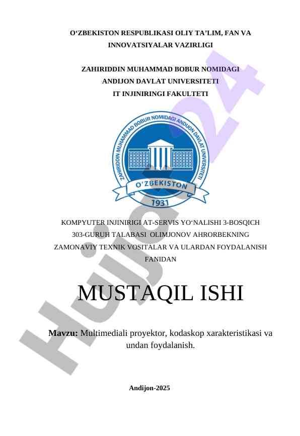 Multimediali proyektor va kodaskop xarakteristikasi