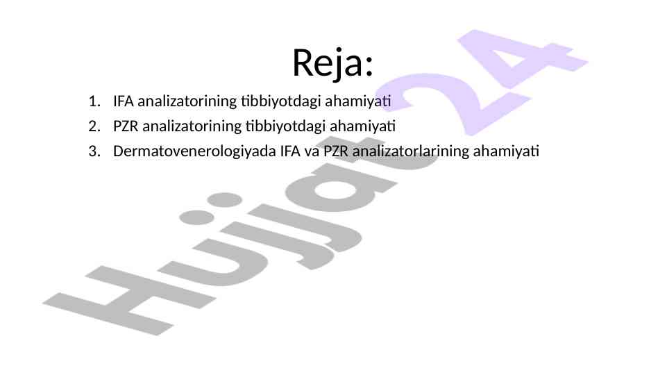 Ifa va pzr analizatorlarining tibbiyotdagi ahamiyati