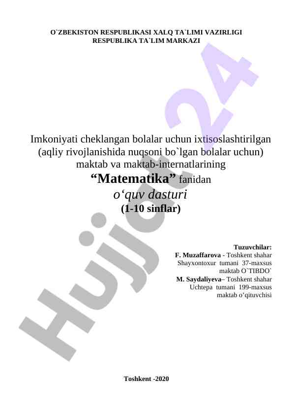 Imkoniyati cheklangan bolalar uchun matematika dasturi