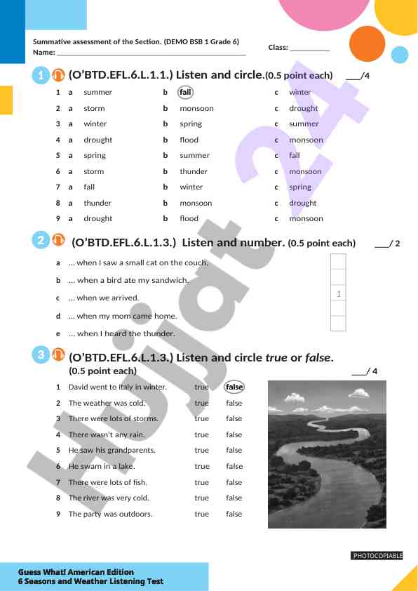 Listening comprehension exercises for weather topics
