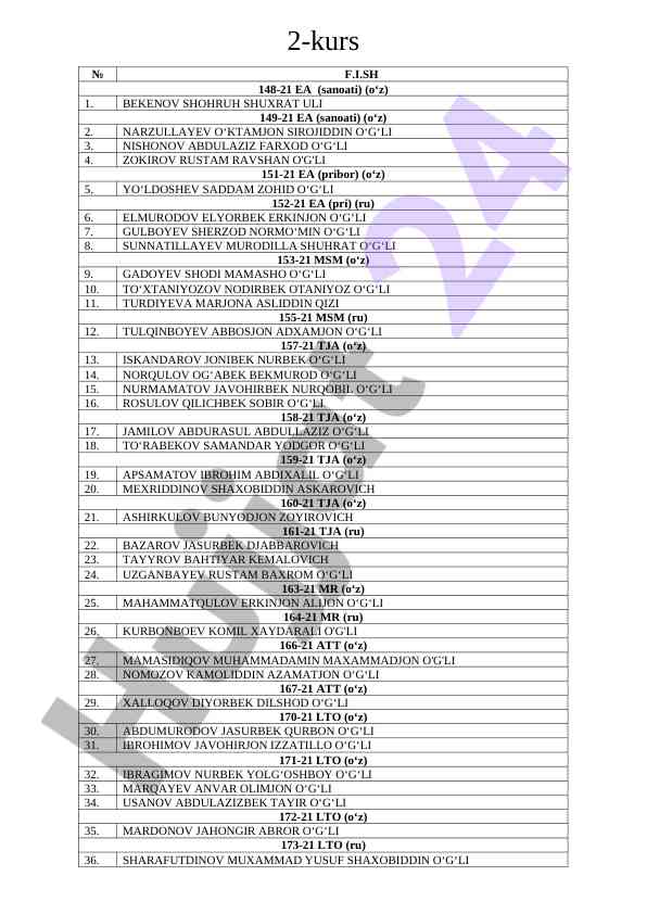 2-kurs ta'limi