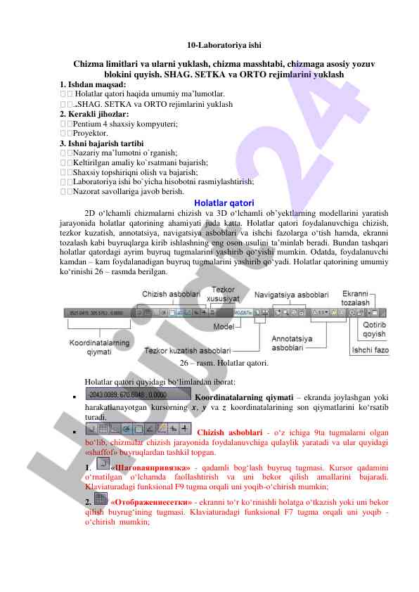 Chizma limitlari va yuklash laboratoriya ishlari