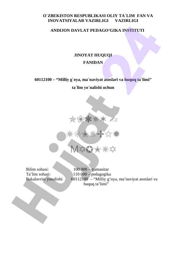 Jinoyat huquqi o‘quv uslubiy majmua 2024