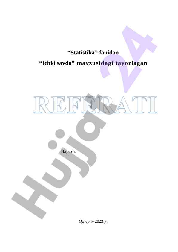 Ichki savdo mavzusida statistika masalalari