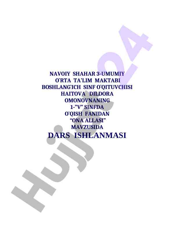 Ona allasi mavzusida dars ishlanmasi