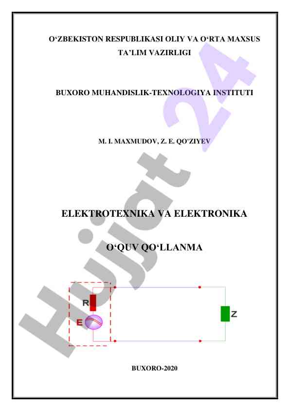 Elektrotexnika va elektronika o‘quv qo‘llanma