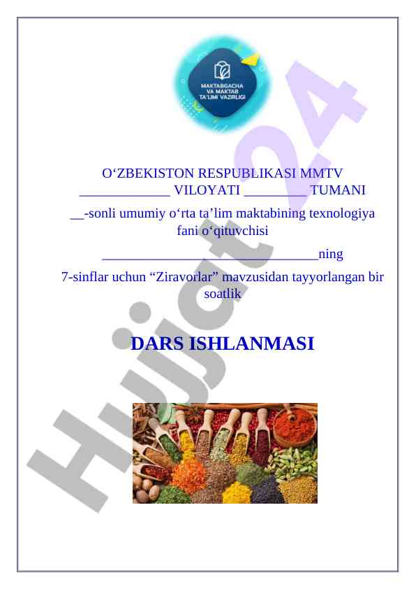 7-sinf texnologiya Ziravorlar Ziravorlarning inson_organizmi