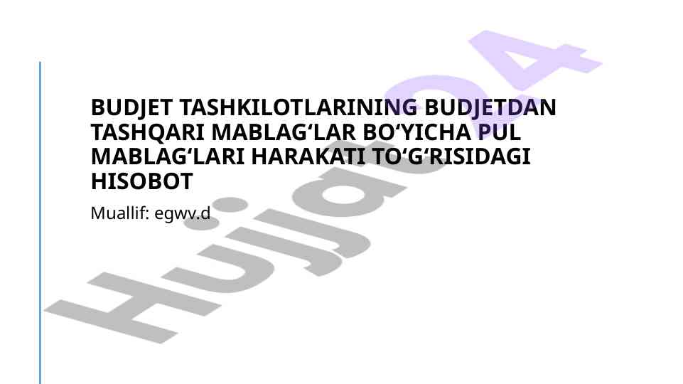 Budjet tashkilotlarining budjetdan tashqari mablag‘lari hisoboti