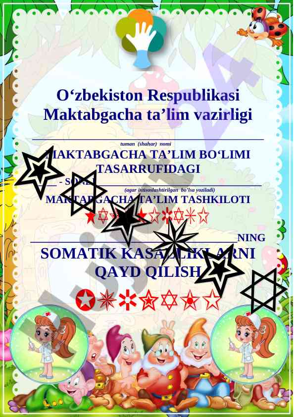 Somatik kasalliklarni qayd qilish bo‘yicha ma'lumotlar