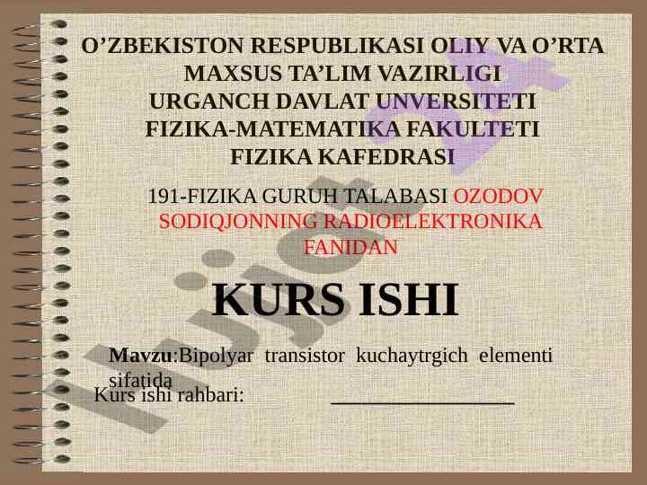 Bipolyar transistor kuchaytirgich elementi sifatida