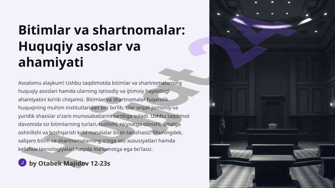 Bitimlar va shartnomalar huquqiy asoslari