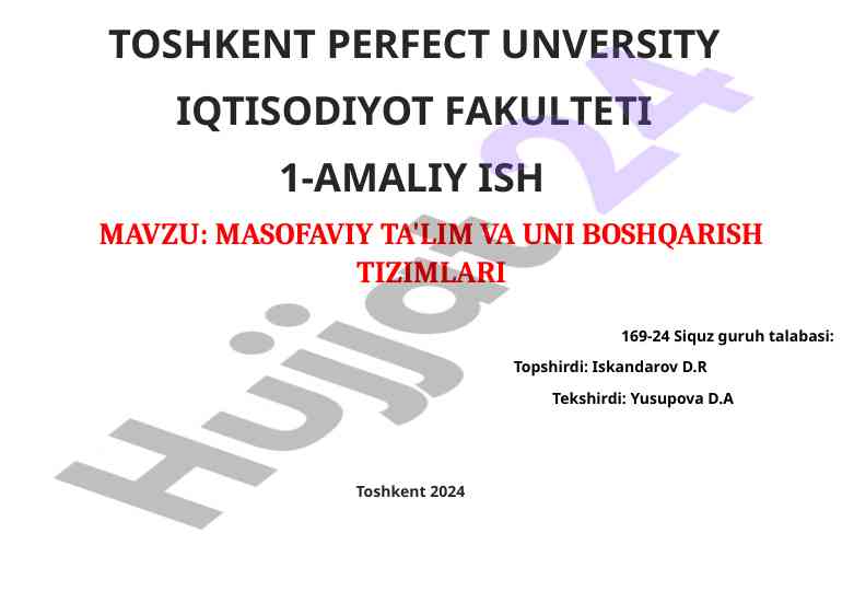 Masofaviy ta'lim va uni boshqarish tizimlari