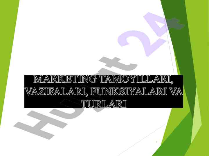 Marketingning asosiy tamoyillari va funksiyalari