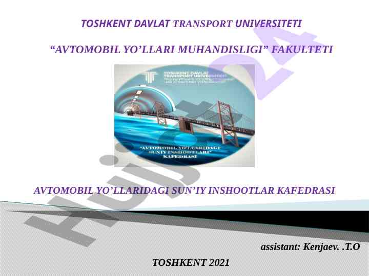 Asosiy konstruktiv yechimlar va to’sinli oraliq qurilmalar
