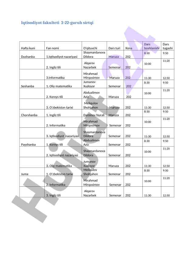 Iqtisodiyot va ingliz tili darslari raqami