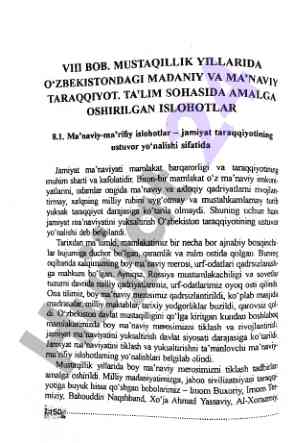 Ma’naviy taraqqiyot va ta’lim sohasidagi islohotlar