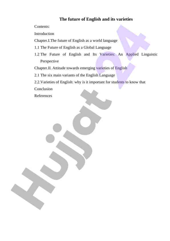 The Future Of English And Its Varieties