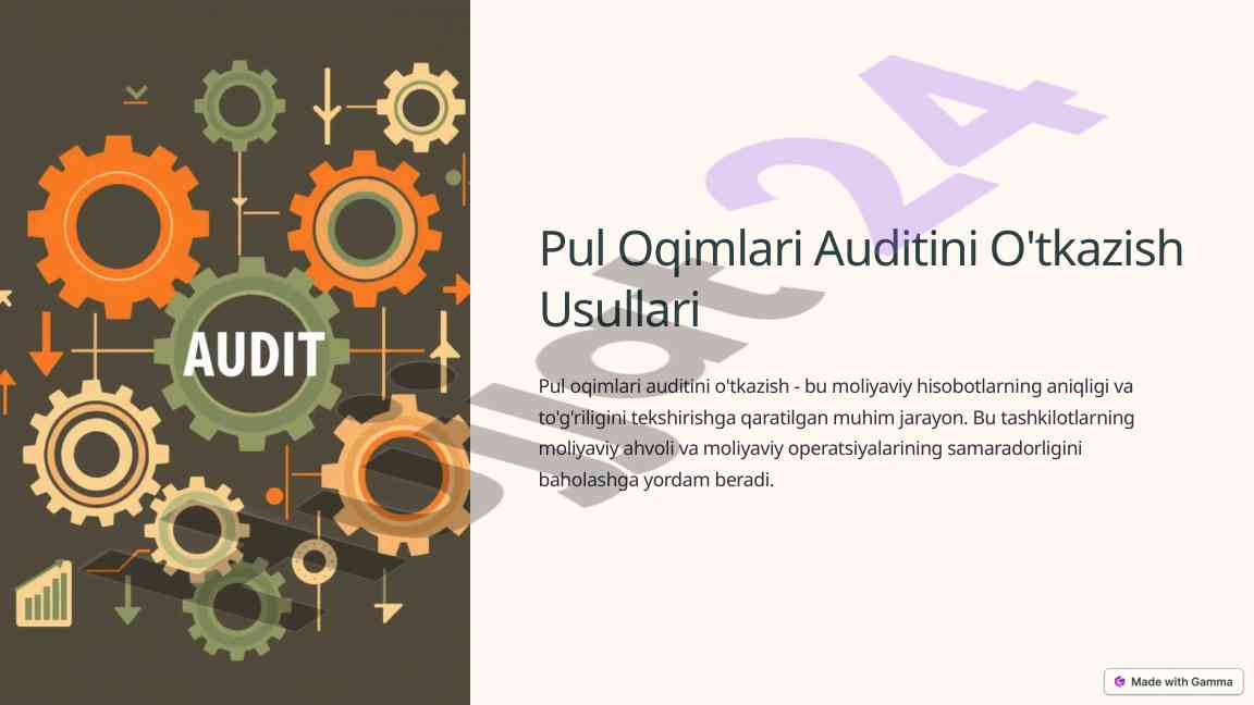 Pul oqimlari auditini o'tkazish usullari