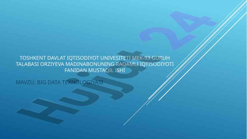 Big data texnologiyasi va raqamli iqtisodiyot tahlili