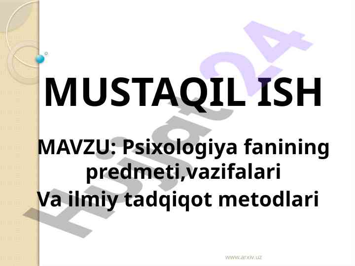 Psixologiya fanining predmeti va ilmiy tadqiqot metodlari