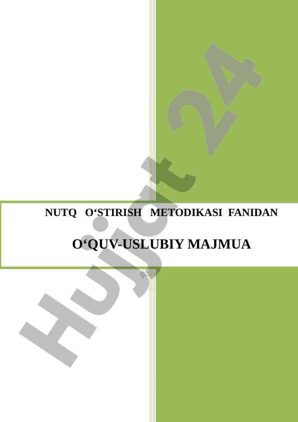 Maktabgacha ta'limda nutq o'stirish metodikasi