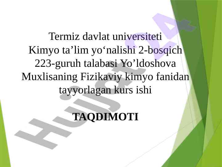 Kimyoviy reaksiyalar tezligi va kimyoviy kinetika