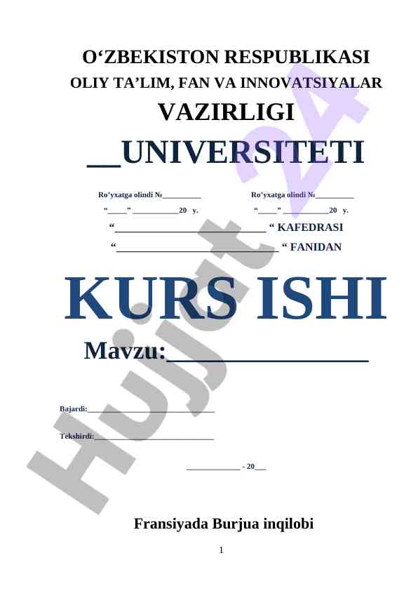 FRANSIYADA BURJUA INQILOBI VA UNING OQIBATLARI