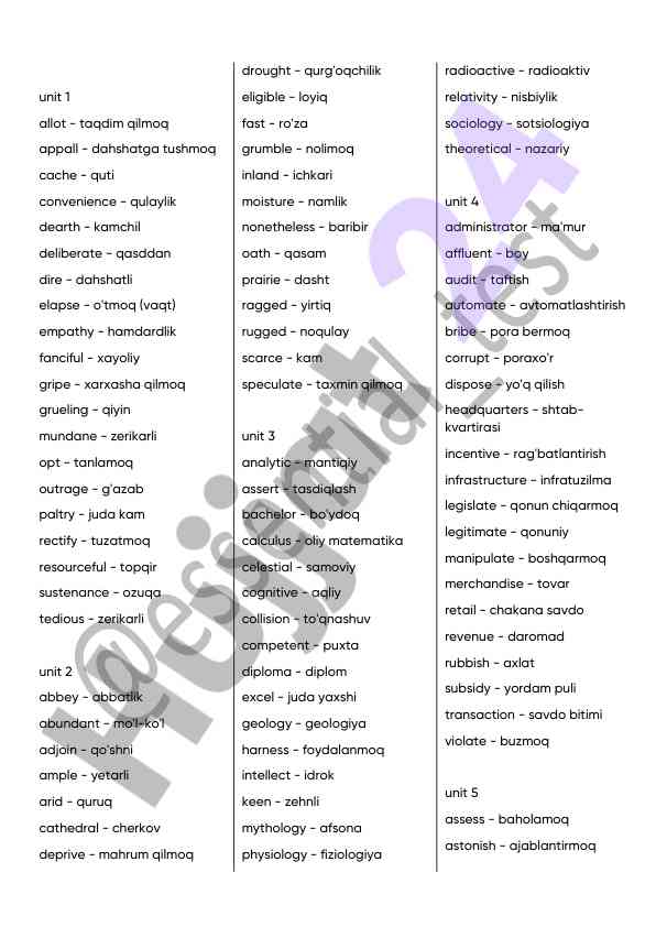 Innovative vocabulary units for language learning