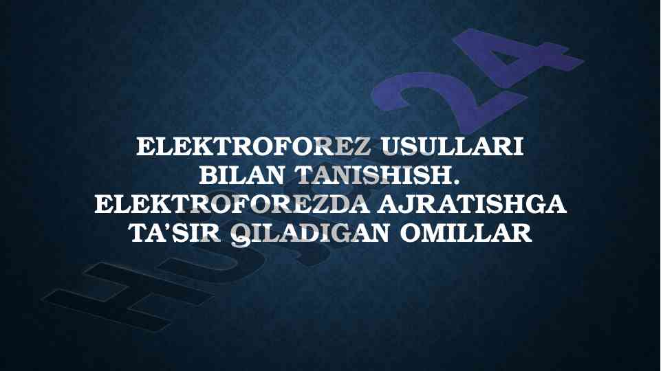 Elektroforez usullari bilan tanishing