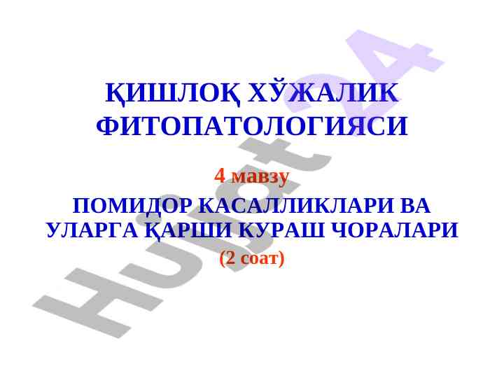 Pomidor kasalliklari va ular yuzasidan himoya choralari
