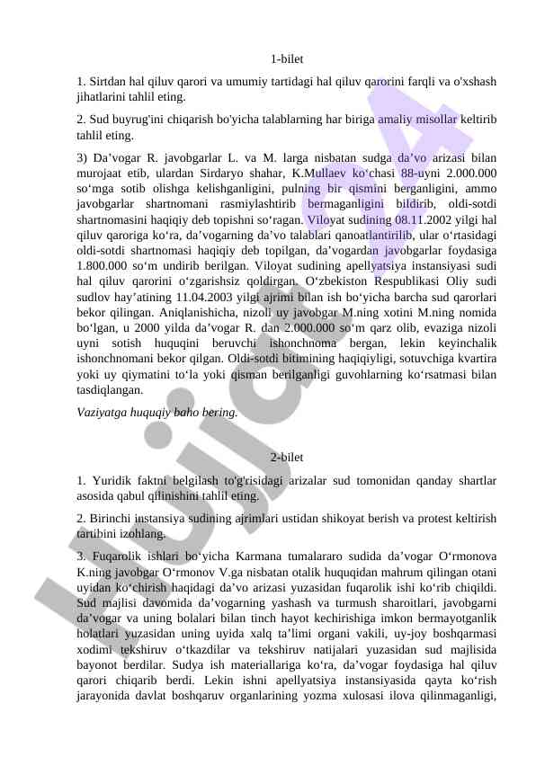 Sud qarorlari tahlili va hal qiluv jarayoni