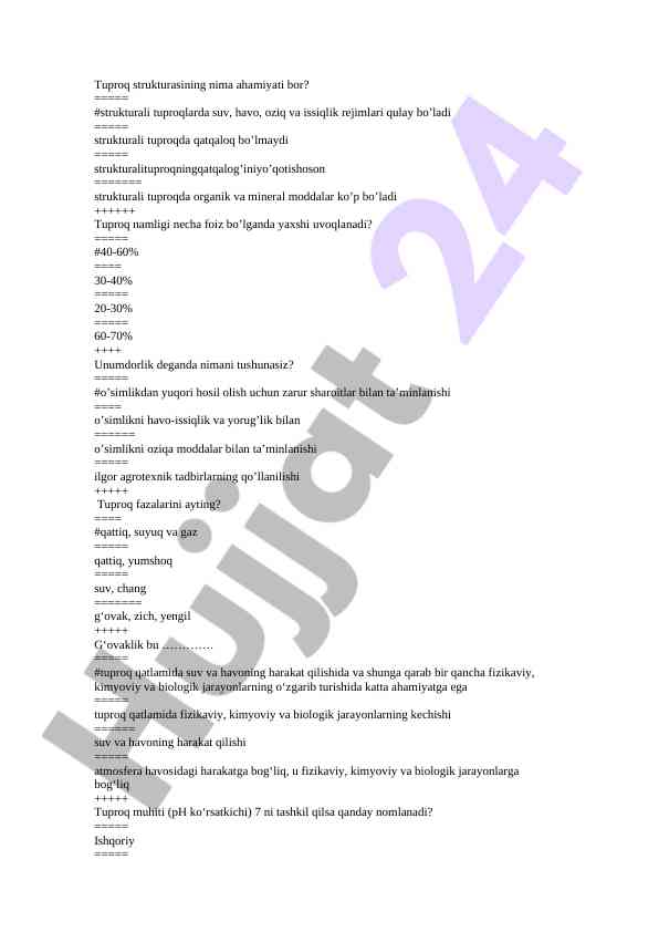 Tuproq strukturasining ahmiyati va unumdorlik
