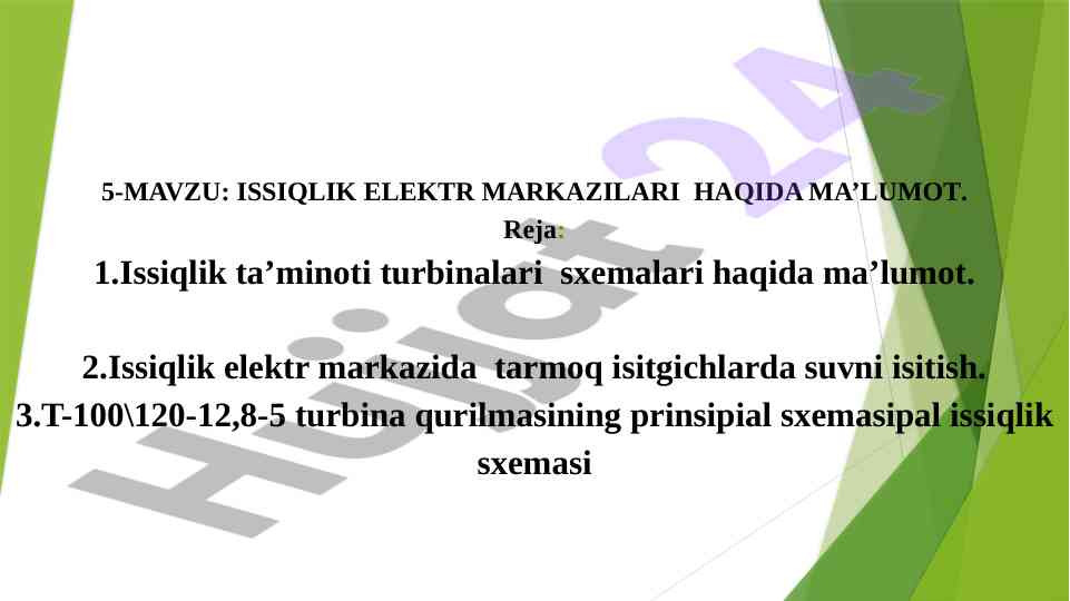 Issiqlik elektr markazilari haqida ma’lumot