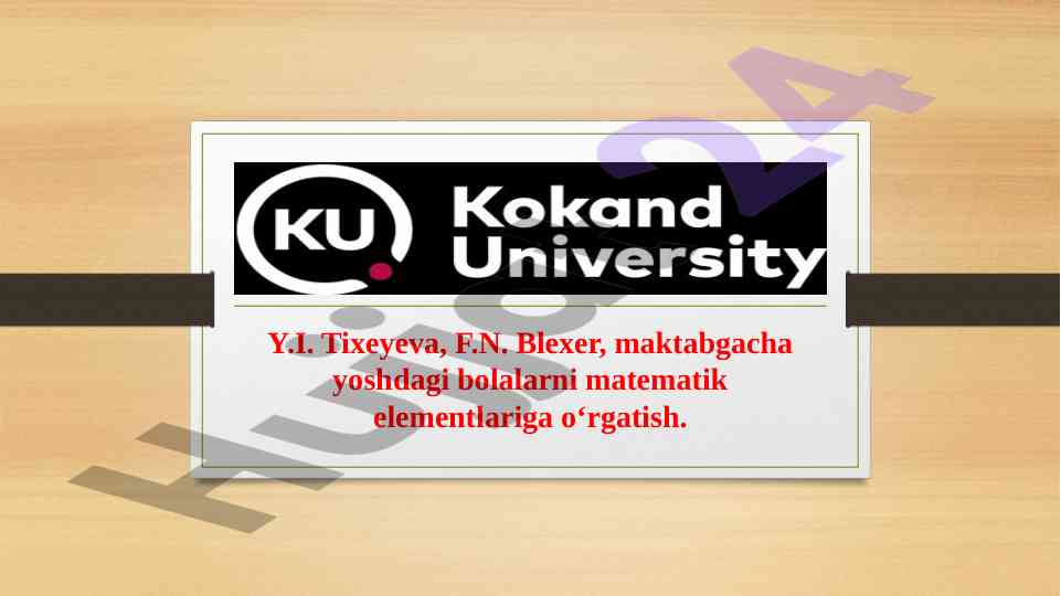 Matematika o‘qitish usullari maktabgacha yoshlar uchun
