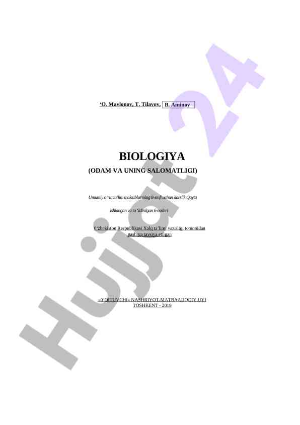 Biologiya odam va uning salomatligi darsligi