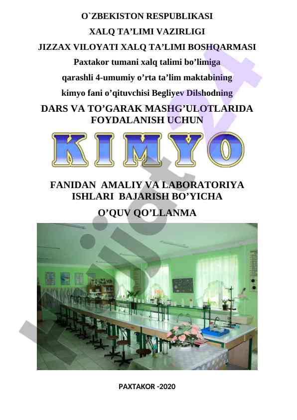 Amaliy va laboratoriya ishlari bo‘yicha o‘quv qo‘llanma