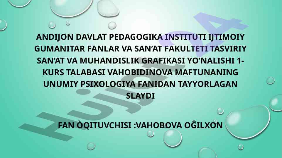O‘smirlik davrida psixik rivojlanish xususiyatlari