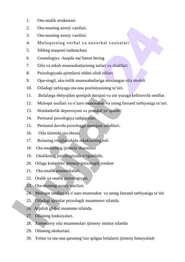 Ota-onalik psixologiyasi va farzand tarbiyasi