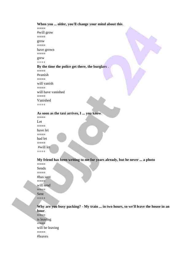 English grammar exercises on tenses and verbs