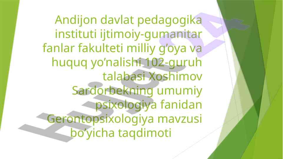 Gerontopsixologiya keksalik psixologiyasi taqdimoti