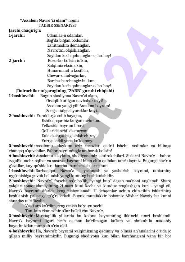 Navrozi olam bayrami tadbiri