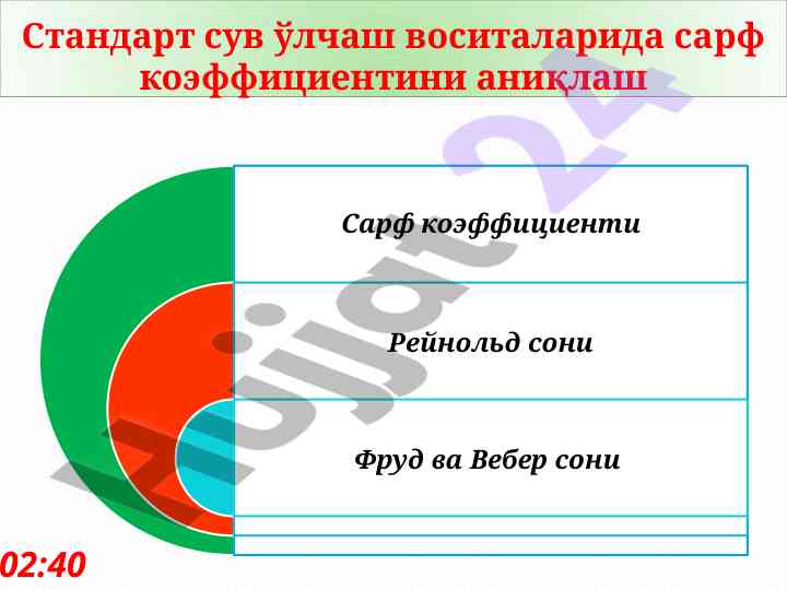 Сув ўлчаш воситаларида сарф коэффициентини аниқлаш