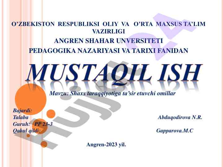 Shaxs taraqqiyotiga ta’sir etuvchi omillar