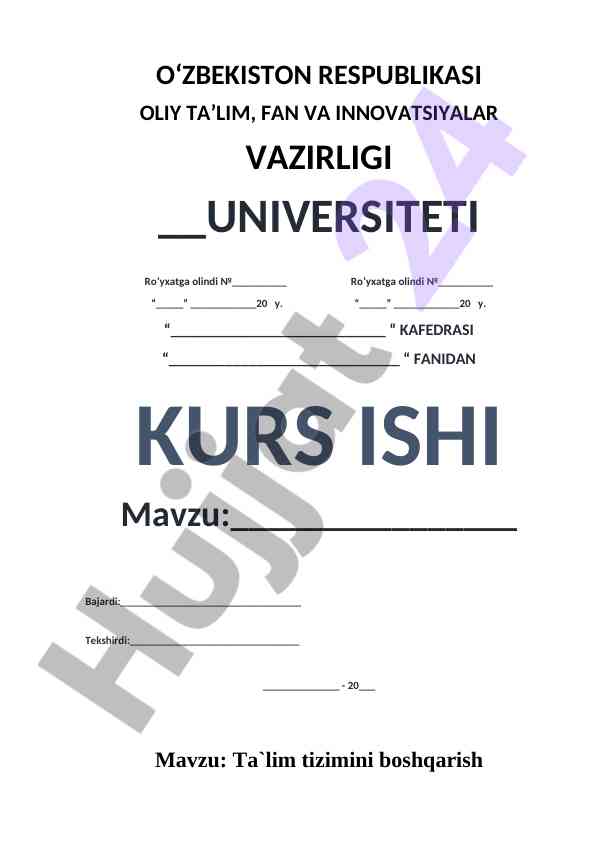 Ta'lim Tizimini Boshqarish Mavzusi