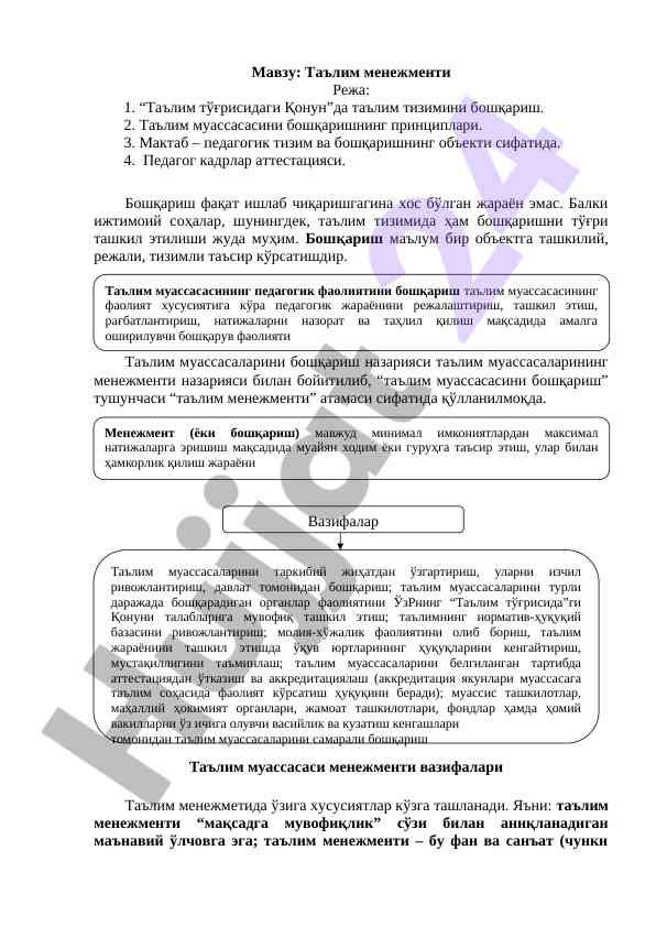 Ta'lim menedjmenti: nazariyalar va amaliyotlar
