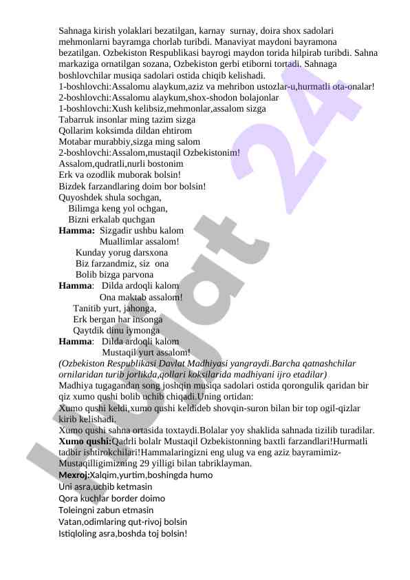 Bayramona sahnaga kirish taqdimoti