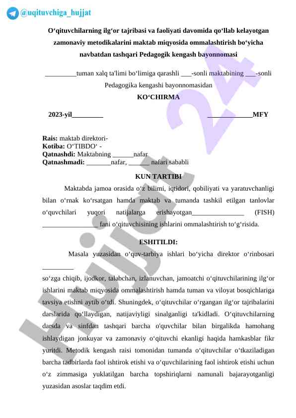 Zamonaviy metodikalar maktablarda ommalashtirish